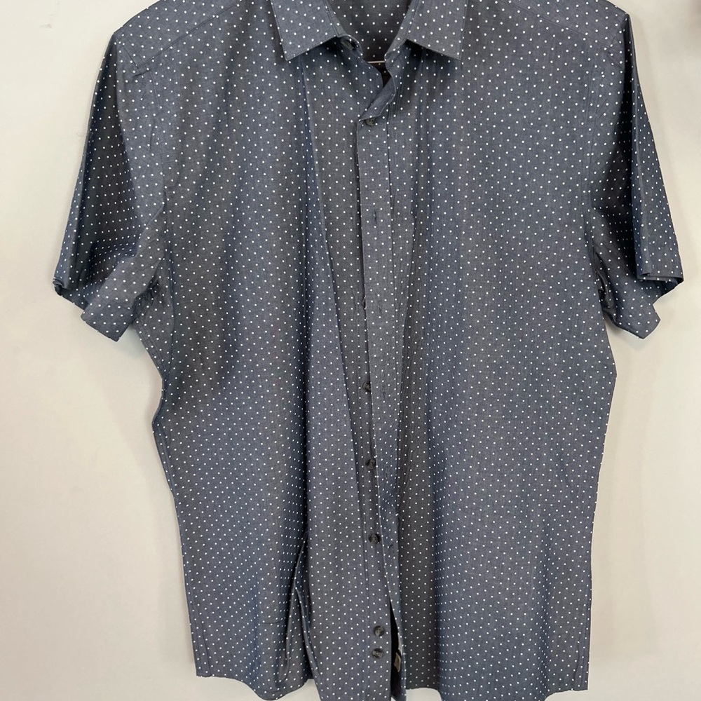 LIKE NEW😇Bar III Navy Polka Dot Button Down Shirt